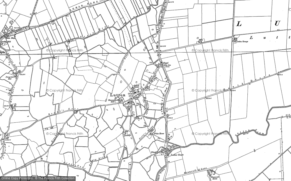 Old Map of Historic Map covering Sutton Corner in 1887
