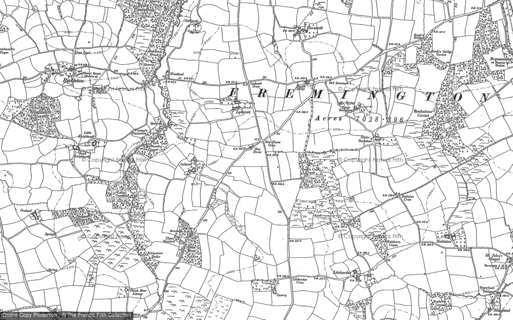 Old Map of Historic Map covering Brookham in 1886