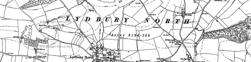 Old map of Lydbury North in 1883