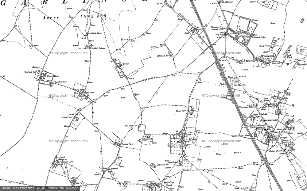 Old Map of Lydden, 1905 in 1905