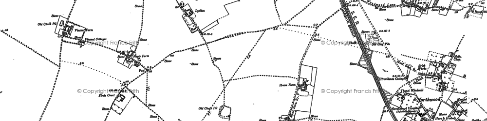 Old map of Lydden in 1905