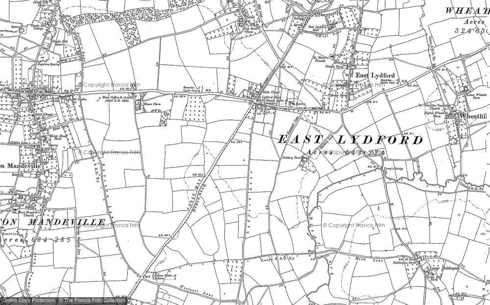 Old Map of Lydford-on-Fosse, 1885 in 1885