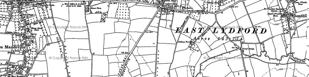 Old map of Lydford-on-Fosse in 1885