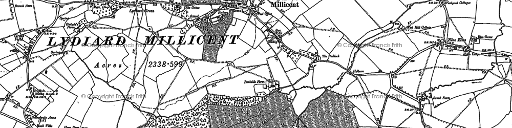 Old map of Lydiard Millicent in 1899