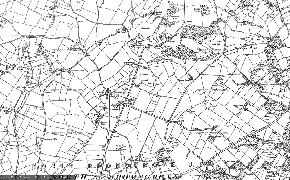 Old Map of Lydiate Ash, 1882 - 1883 in 1882