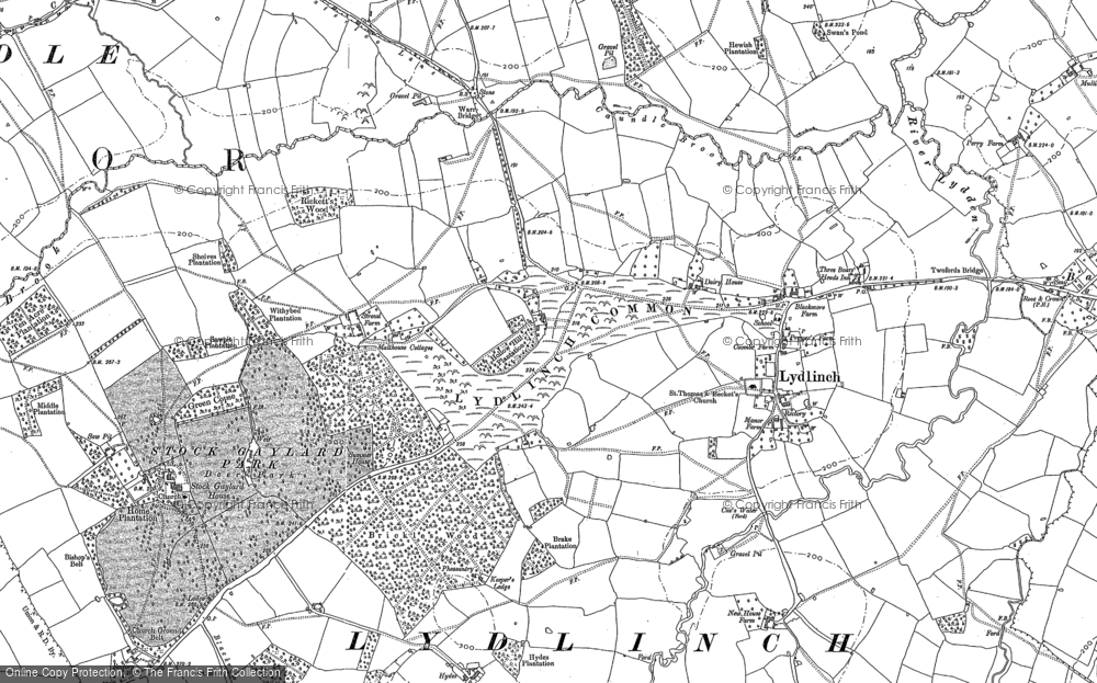 Old Map of Historic Map covering Brickles Wood in 1886