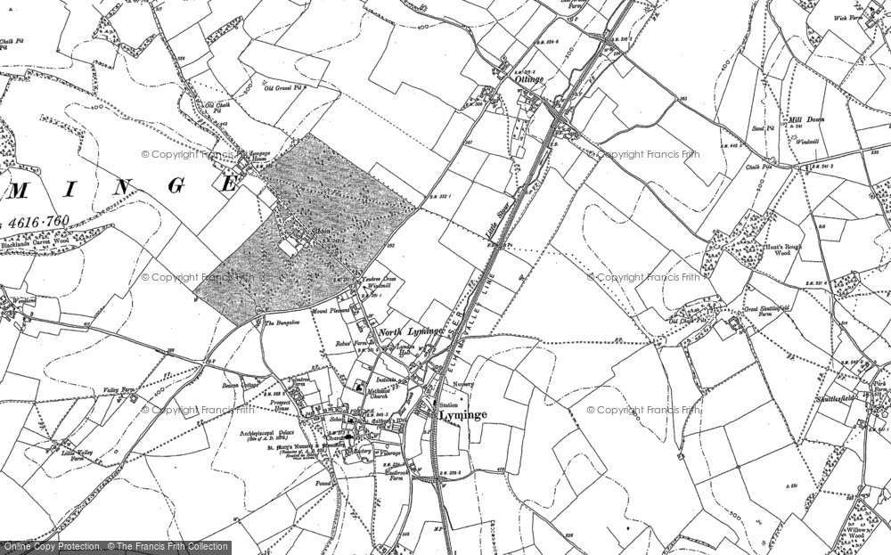 Old Map of Historic Map covering Yewtree Cross in 1896