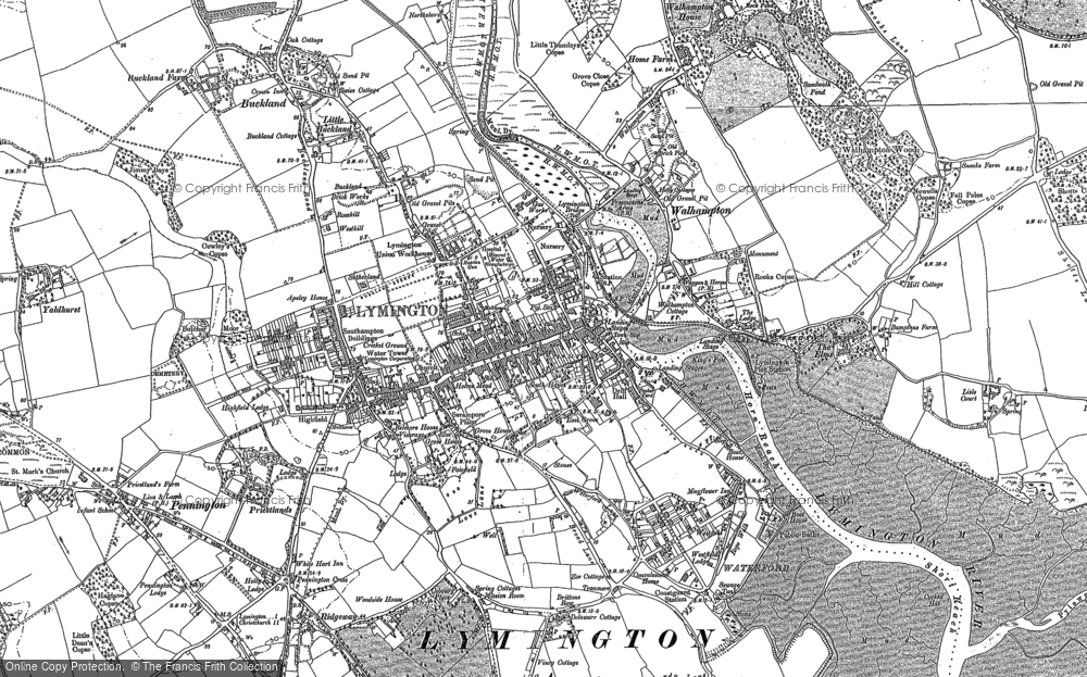 Lymington W Pennington Everton Old Map Hampshire 1909: 88NW 