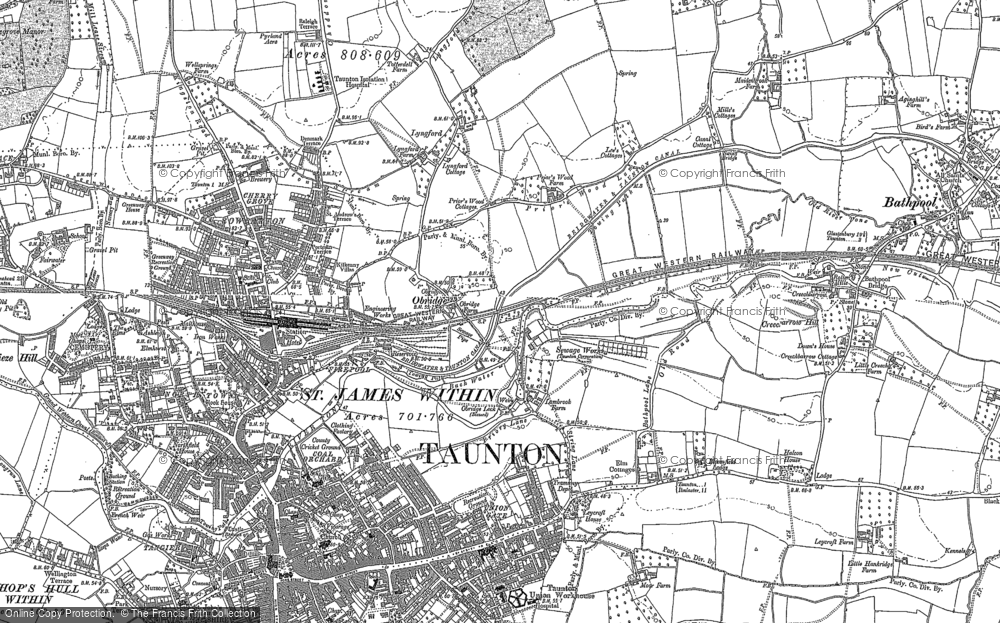 Old Map of Lyngford, 1887 in 1887