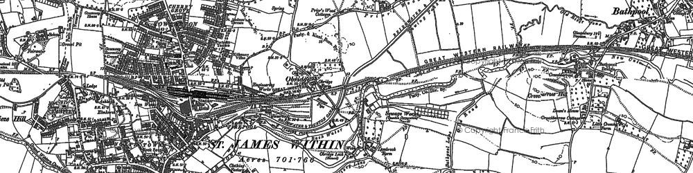 Old map of Lyngford in 1887