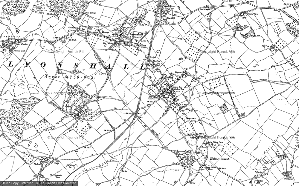 Old Map of Lyonshall, 1885 - 1902 in 1885