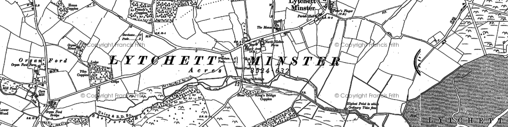 Old map of Lytchett Minster in 1886