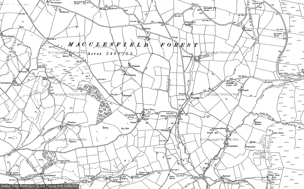 Old Map of Historic Map covering Bottom-of-the-Oven in 1907