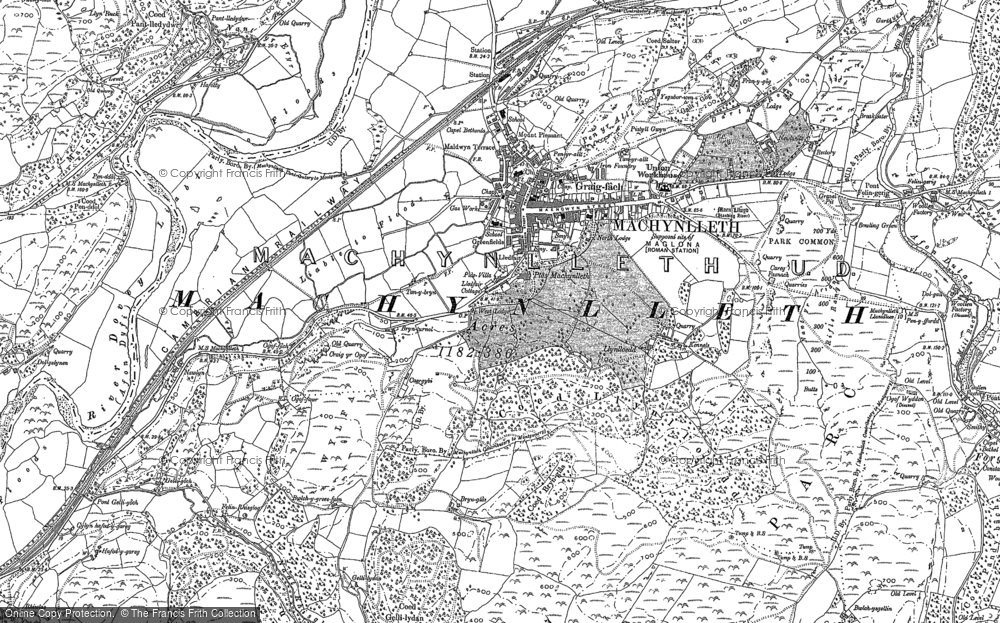Old Map of Historic Map covering Dovey Valley in 1887