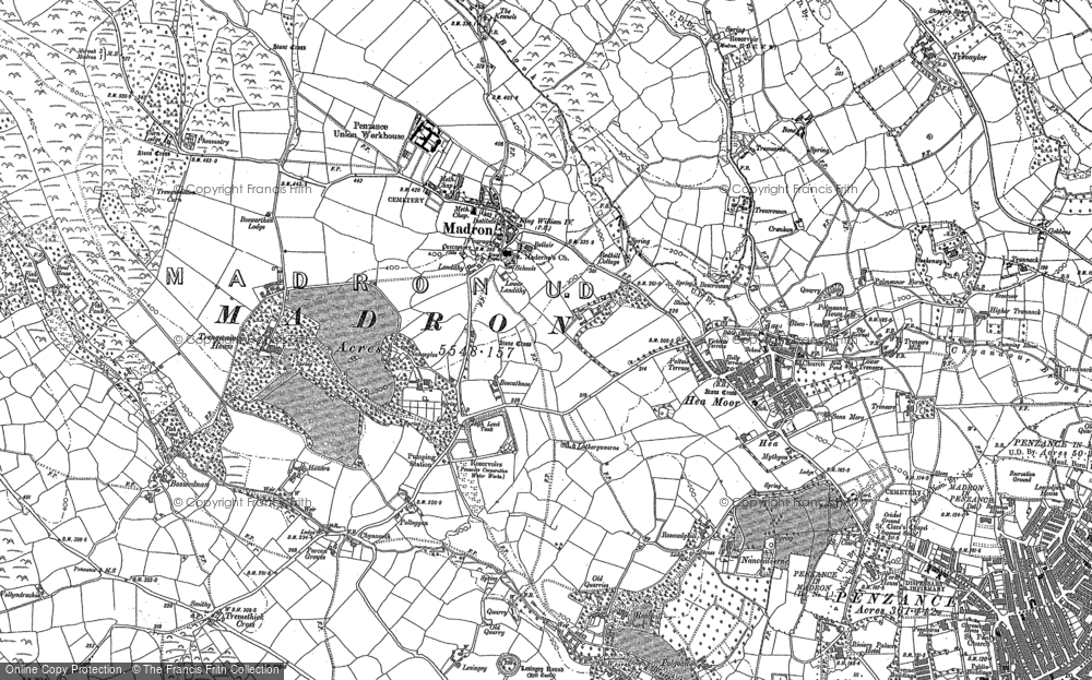 Old Map of Madron, 1877 - 1906 in 1877