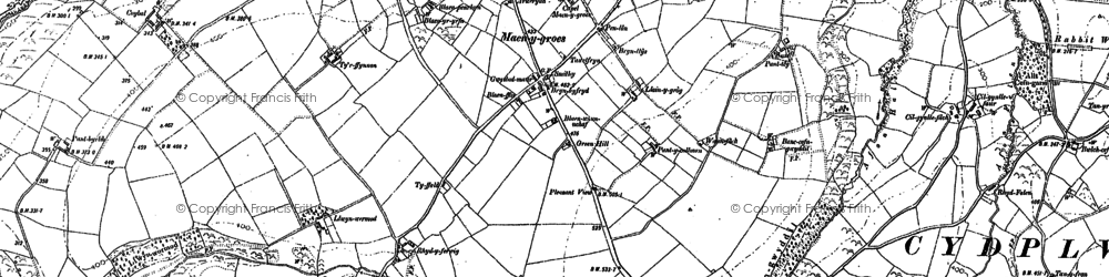 Old map of Maen-y-groes in 1904