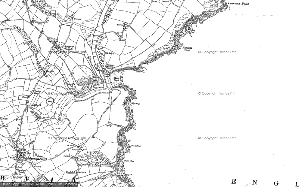 Old Map of Historic Map covering Bream Cove in 1906