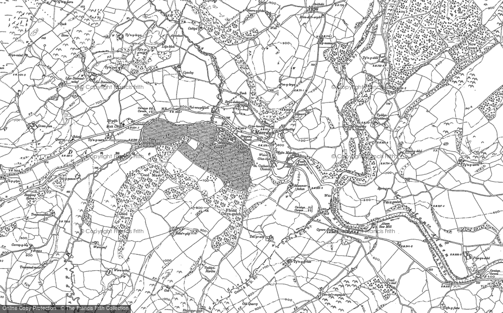 Old Map of Historic Map covering Bryn-Crâs in 1886