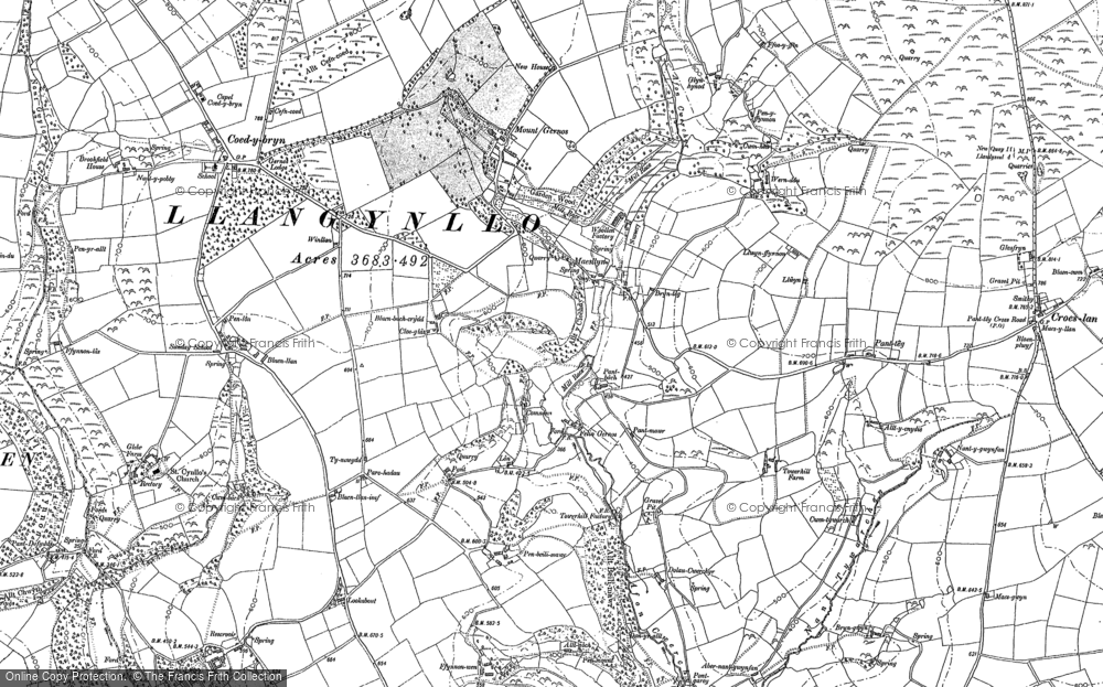 Old Map of Maes llyn, 1887 in 1887