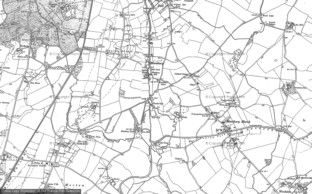 Old Map of Historic Map covering Maesbury Hall in 1874