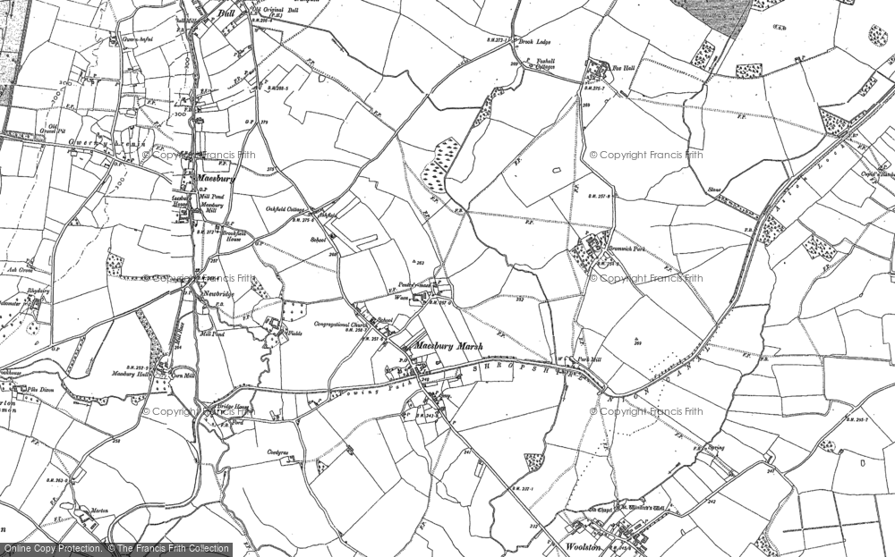 Old Map of Maesbury Marsh, 1874 - 1875 in 1874