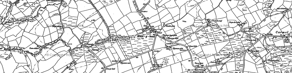 Old map of Bryndu Isaf in 1886