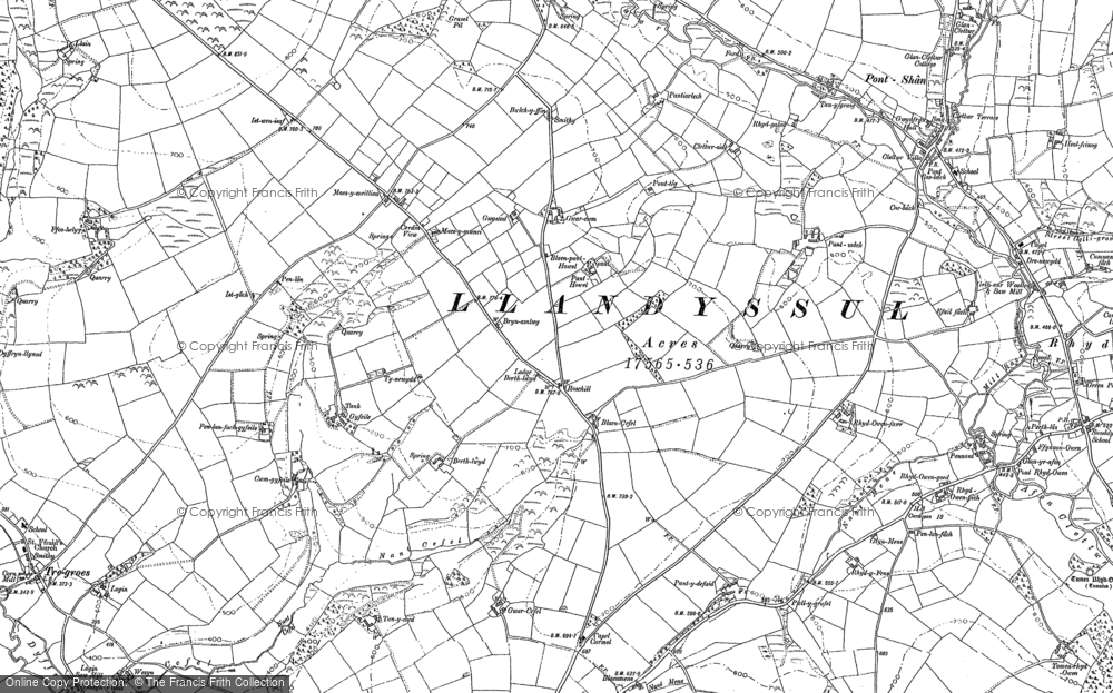 Old Map of Historic Map covering Blaen-cribor in 1887
