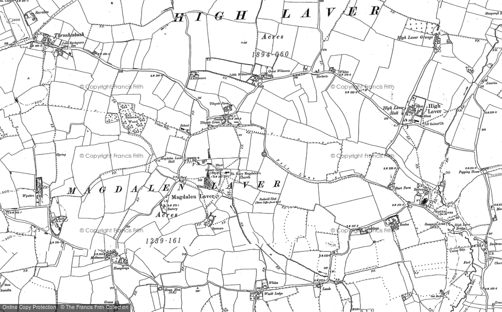 Old Map of Magdalen Laver, 1895 in 1895