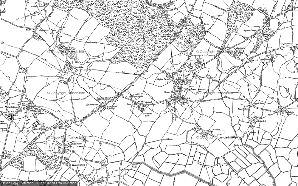 Old Map of Historic Map covering Whelpley Level in 1898