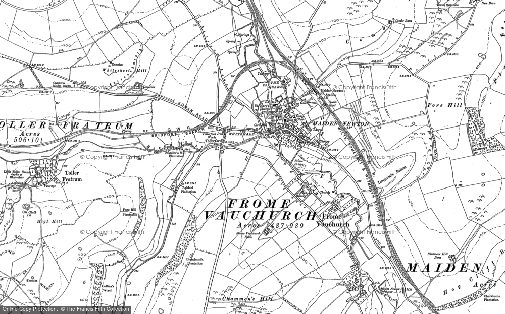 Old Map of Historic Map covering Break Heart Hill in 1887