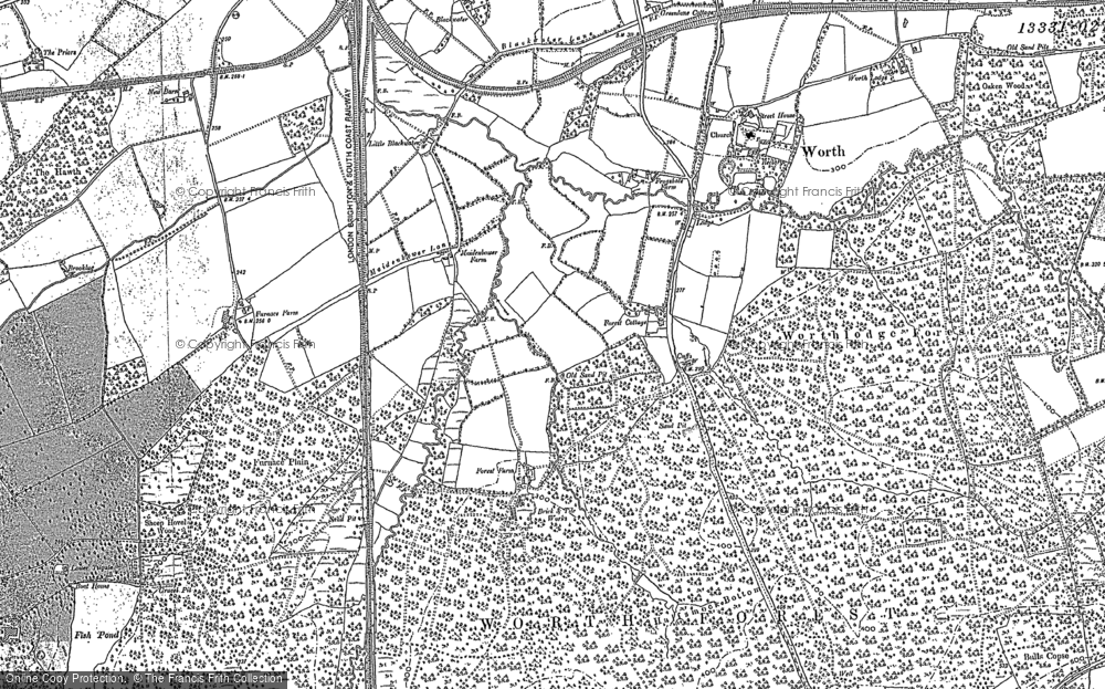 Old Map of Historic Map covering Whitely Hill in 1895