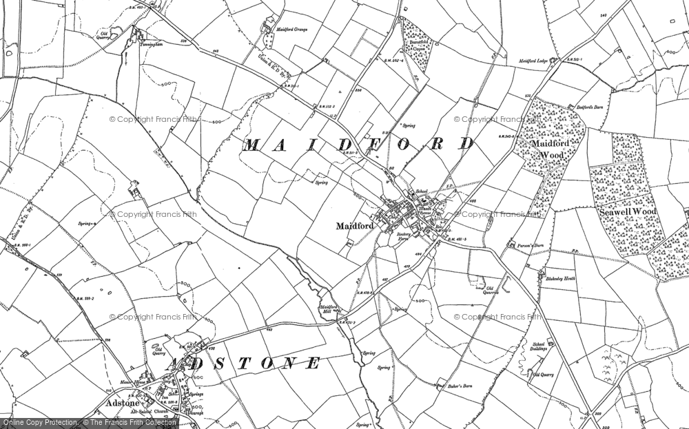 Old Map of Maidford, 1883 in 1883