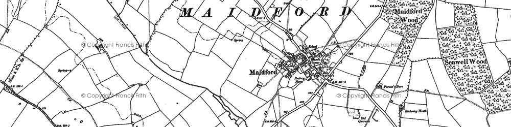 Old map of Maidford in 1883