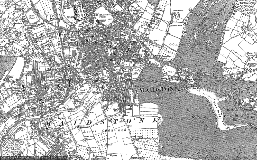 dated 1821 Maidstone A Map of the Town Enhanced Reprint 