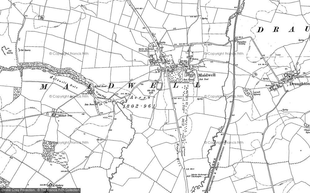 Old Map of Maidwell, 1884 - 1899 in 1884