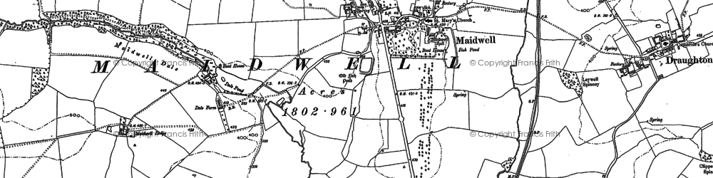 Old map of Maidwell in 1884