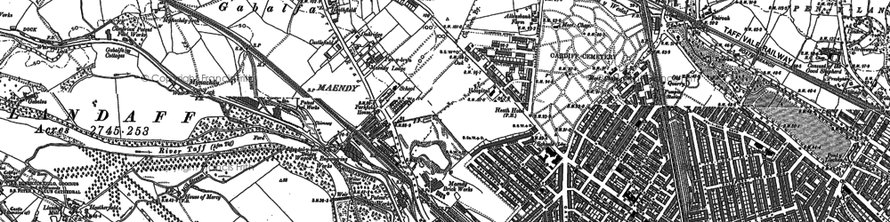 Old map of Maindy in 1899