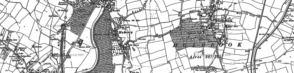 Old map of Makeney in 1880