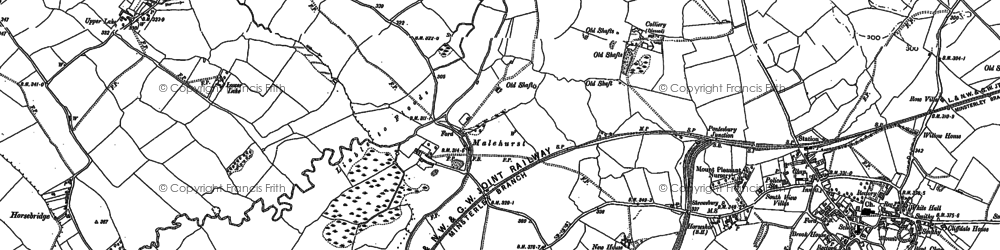 Old map of Malehurst in 1881