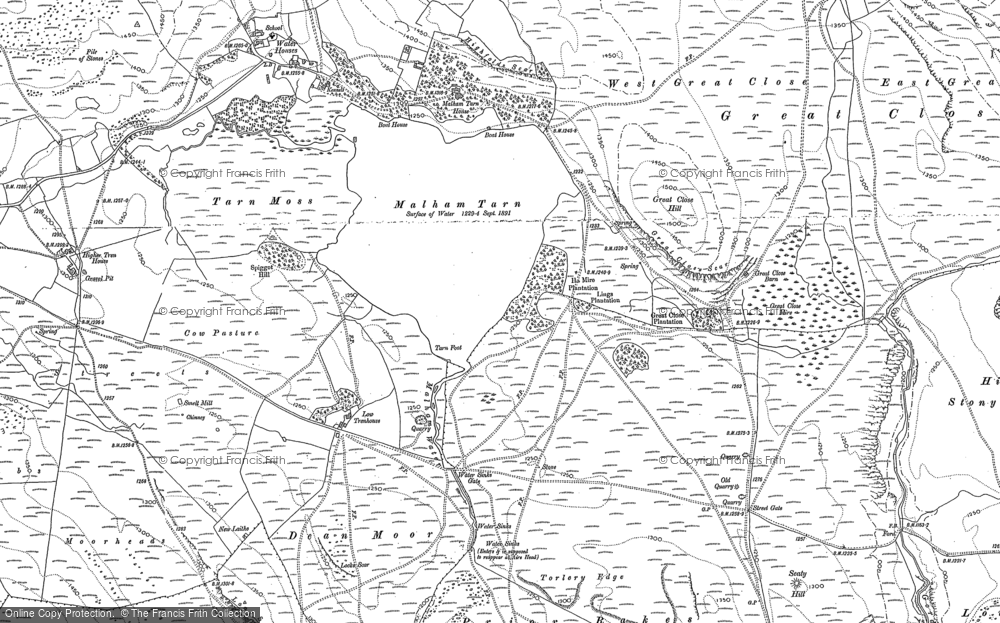 Old Map of Malham Tarn, 1907 in 1907