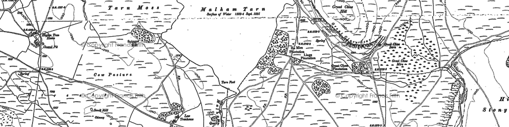 Old map of Malham Tarn in 1907