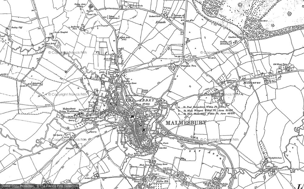 Old Map of Malmesbury, 1919 in 1919