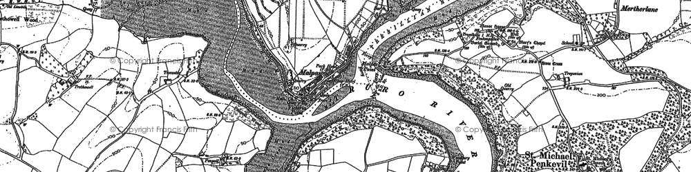 Old map of Malpas in 1879