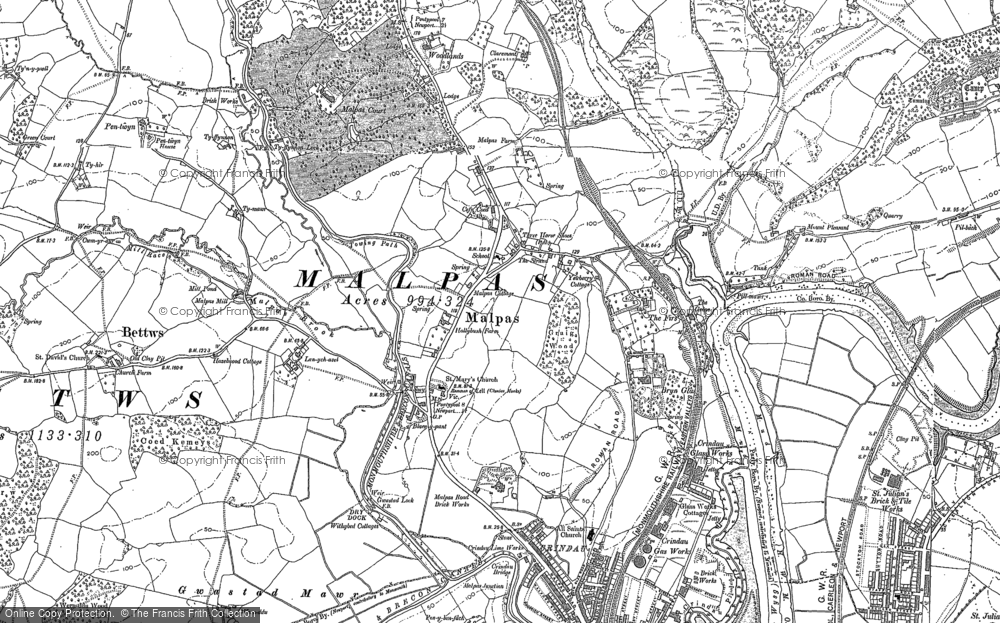 Old Map of Malpas, 1899 - 1900 in 1899