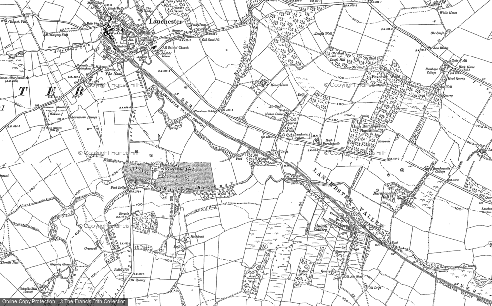 Old Map of Historic Map covering Burnhopeside Hall in 1895
