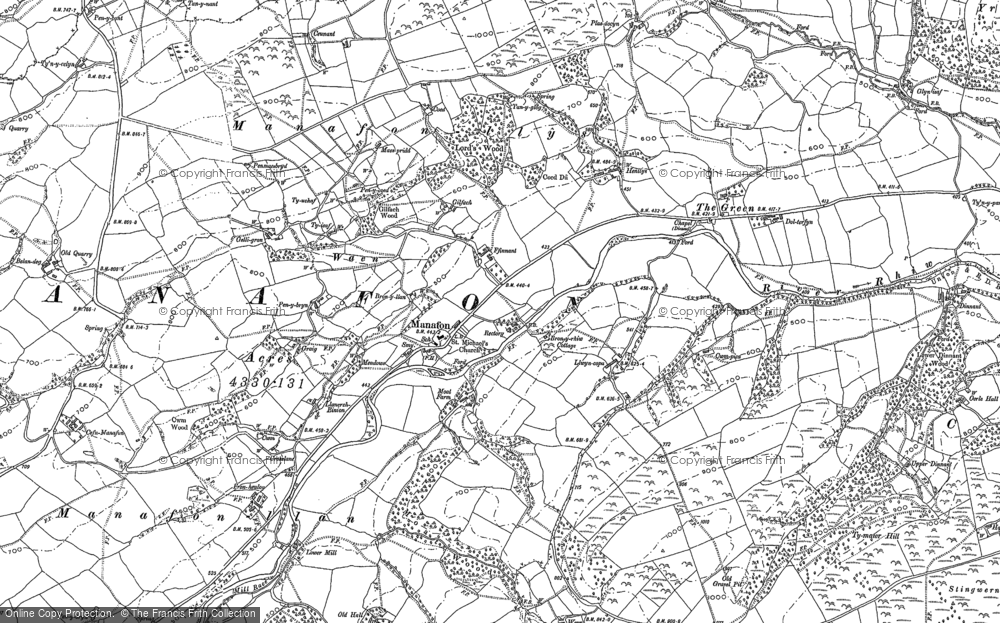 Old Map of Manafon, 1884 in 1884