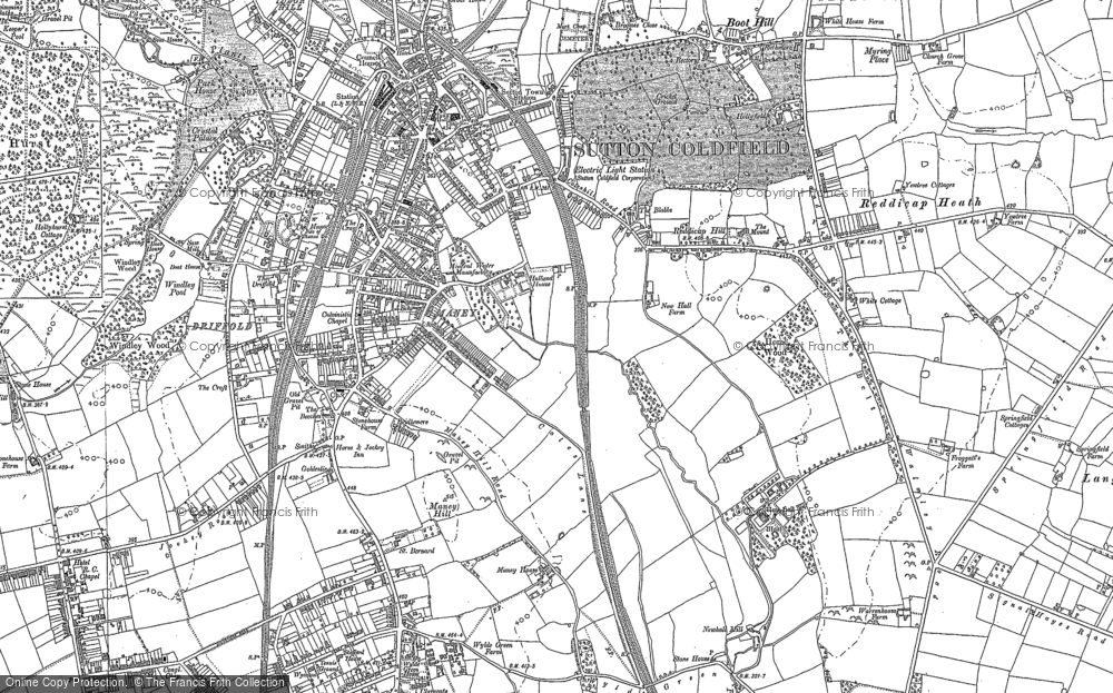 Old Map of Historic Map covering Wyndley Pool in 1887