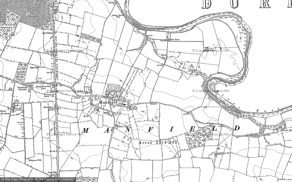 Old Map of Manfield, 1892 - 1912 in 1892