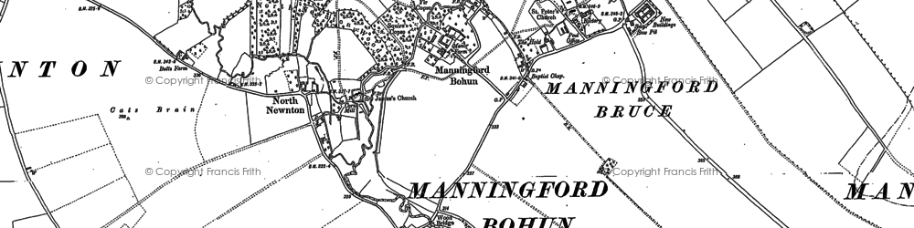 Old map of Manningford Bohune in 1899