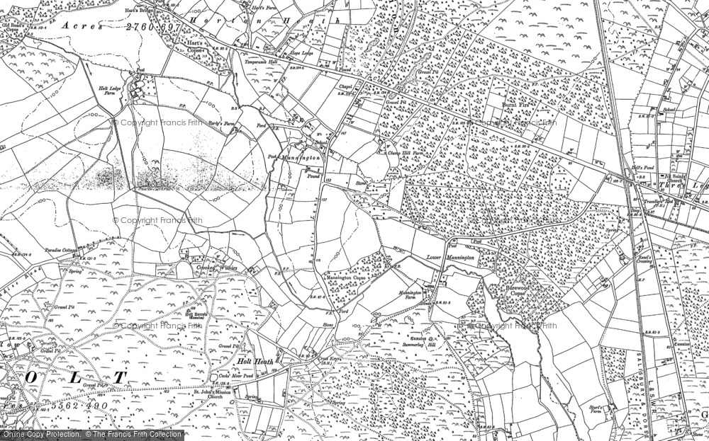 Old Map of Historic Map covering Holt Heath in 1900